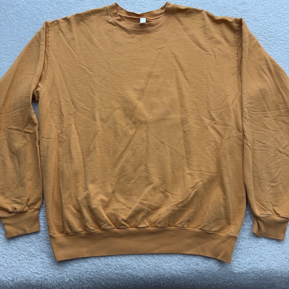 Los Angeles Apparel Mens Mustard Yellow Crewneck Sweatshirt Cotton USA Large